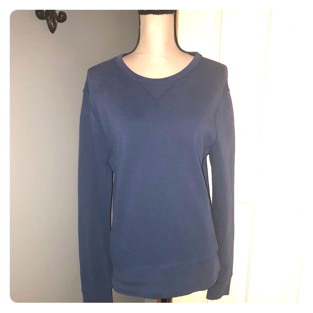 J Crew Vintage Fleece Cotton Crew Blue Sweatshirt